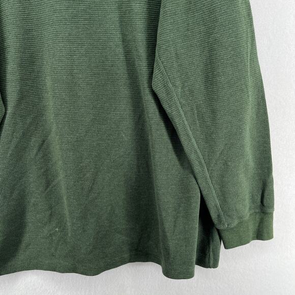 DULUTH TRADING Shirt Mens 2XL Waffle Thermal Mock Henley Cotton Blend Green - Picture 7 of 12